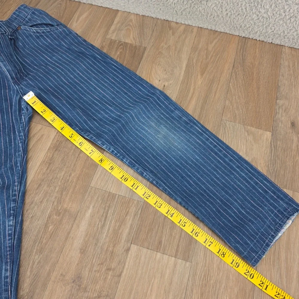 Vintage OshKosh B'Gosh Girls Pinstripe Jeans Blue Pink Made in USA Size 6